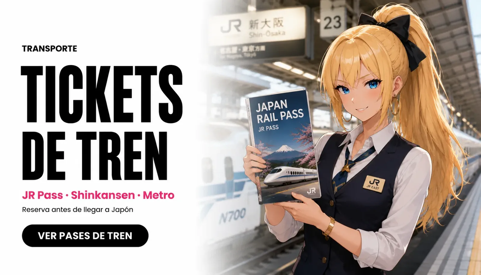 Honoka en estación de Shinkansen en Japón